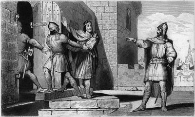 Charles III (879-929) the Simple taken prisoner by one of his soldiers in 923 - Imprisonment of Charles III the Simple (879-929), 923: believing to find refuge with Herbert of Vermandois, the former King of the Francs is betrayed by him and sent to prison by Ambroise Tardieu