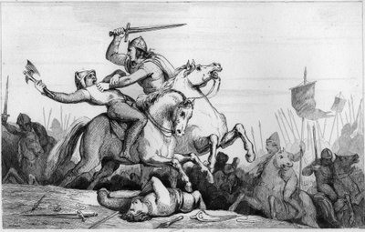 Count Eudes Defending Paris Against the Normans in 885 - Engraving of 1825 in Histoire de France by Ambroise Tardieu