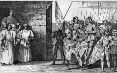 Joan of Arc (1412-31) arrives at Rheims in 1429 to await the coronation of Charles VII (1403-61) - Charles VII 