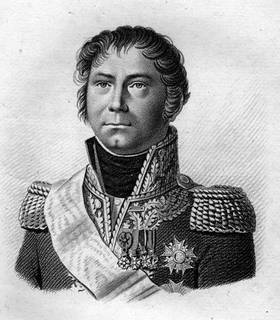 Portrait of General Becker who escorted Napoleon I in 1815 to the place of his boarding for St. Helena after the 100 days. in Portraits des Généraux Français. Engraved by Ambroise Tardieu in 1818. Stella Collection by Ambroise Tardieu