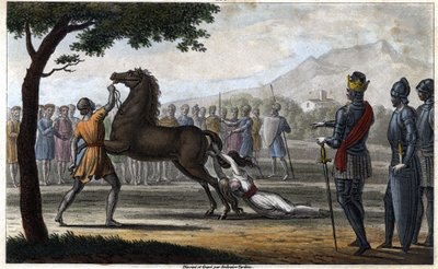 The Death of Queen Brunhilda of Austrasia - Drawn and Engraved by Ambroise Tardieu by Ambroise Tardieu