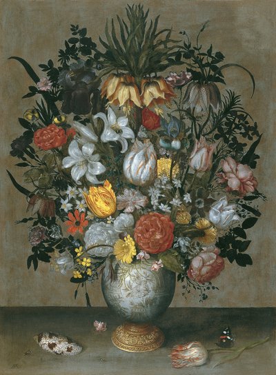 Chinese Vase with Flowers, Shells and Insects by Ambrosius Bosschaert the Elder