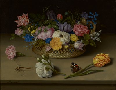 A Still Life of Flowers, a Dragonfly and a Red Admiral by Ambrosius the Elder Bosschaert