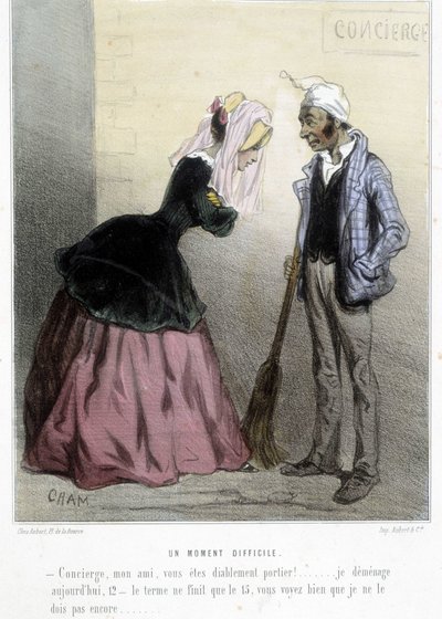 A difficult moment (the rent) - in Madeleines by Cham, v.1870-1880 by Amédée de Noé