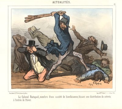 Colonel Ratapoil, Member of a Charitable Society, Distributing Logs at the Start of Winter by Amédée de Noé