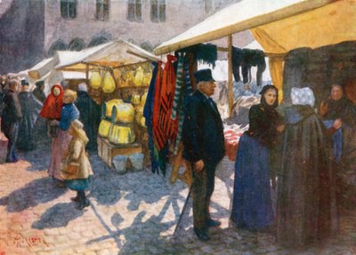 A Corner of the Market on the Grande Place, Bruges by Amedee (after) Forestier