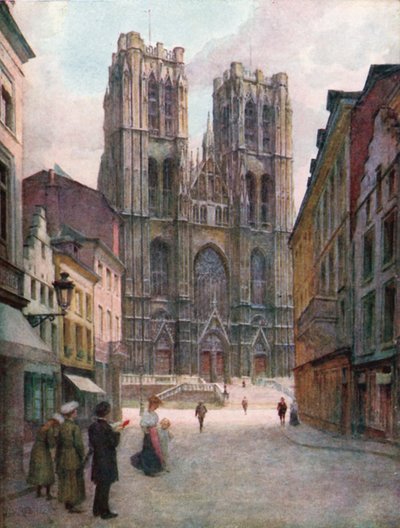 The Cathedral of Ste Gudule, Brussels by Amedee (after) Forestier