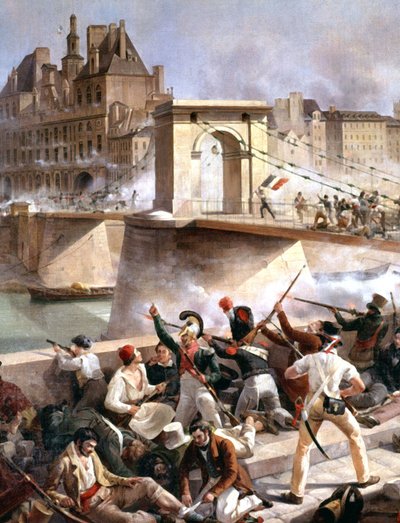 Arcole bridge, Capture of Paris town hall on July 28 by Amédée Bourgeois