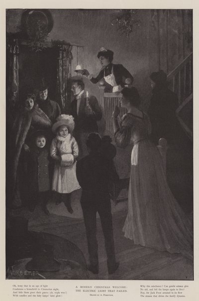 A Modern Christmas Welcome, the Electric Light that failed by Amedee Forestier