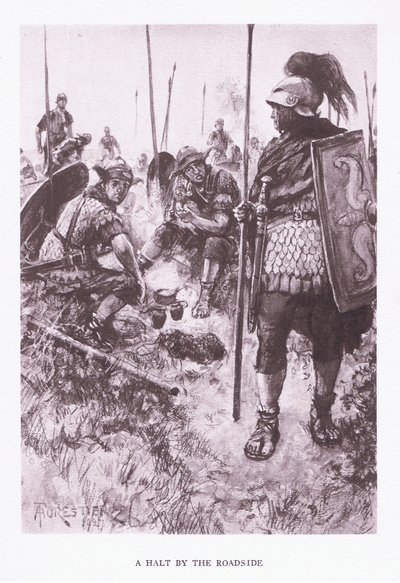 A Halt by the Roadside (illustration from The Roman Soldier) by Amedee Forestier