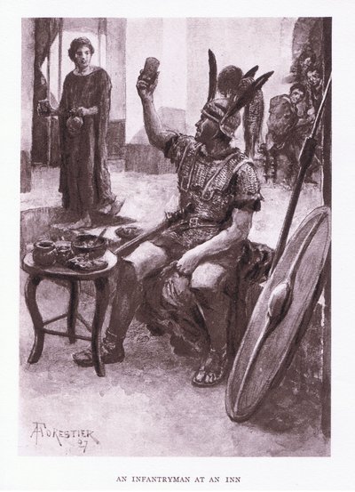 An Infantryman at an Inn (illustration from The Roman Soldier) by Amedee Forestier