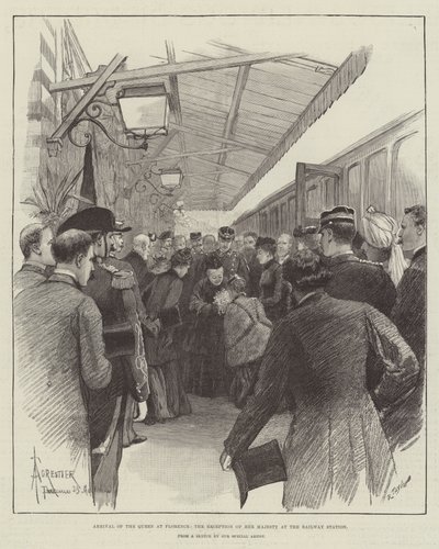 Arrival of the Queen at Florence, the Reception of Her Majesty at the Railway Station by Amedee Forestier