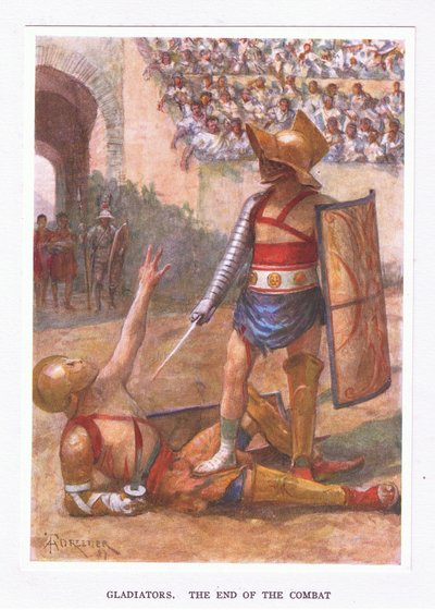 Gladiators, the End of the Combat (illustration from The Roman Soldier) by Amedee Forestier