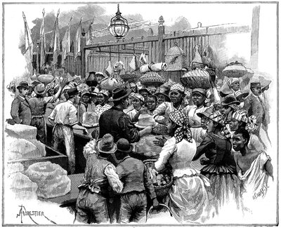 Ice stall in the market, Georgetown, Demerara, British Guiana, 1888 by Amedee Forestier