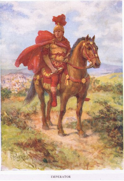 Imperator: Originally, as Here, the Victorious Roman General was Saluted by His Soldiers in the Field. Later the Title was Reserved for Emperors Only (illustration from The Roman Soldier) by Amedee Forestier