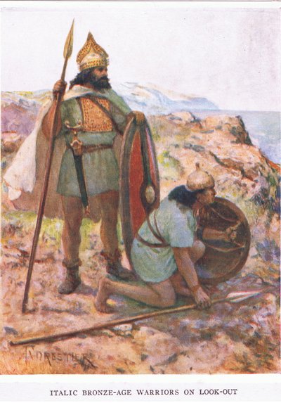 Italic Bronze Age Warriors on the Look Out, Illustration from 