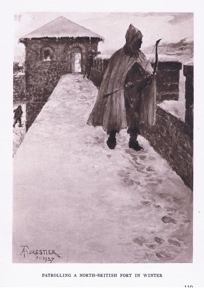 Patrolling a North British Fort in Winter (illustration from The Roman Soldier) by Amedee Forestier