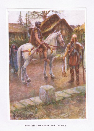 Spanish and Frank Auxiliaries (illustration from The Roman Soldier) by Amedee Forestier