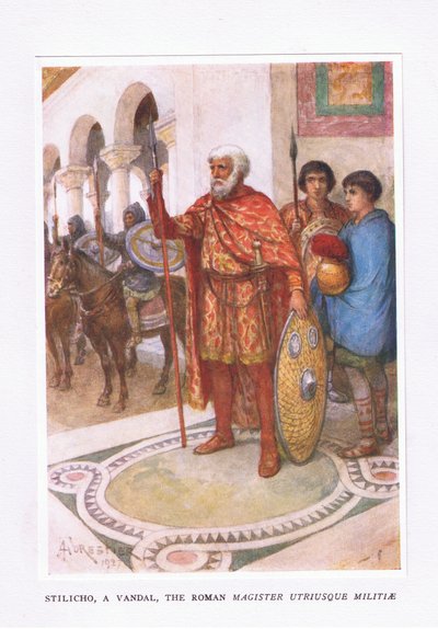 Stiliko, a Vandal, The Roman Magister Utriusque Militae (illustration from The Roman Soldier) by Amedee Forestier