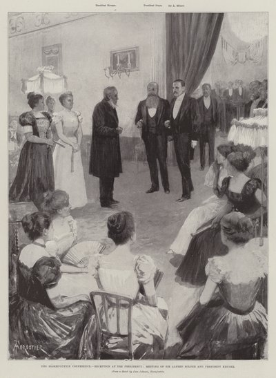 The Bloemfontein Conference, Reception at the Presidency, Meeting of Sir Alfred Milner and President Kruger by Amedee Forestier