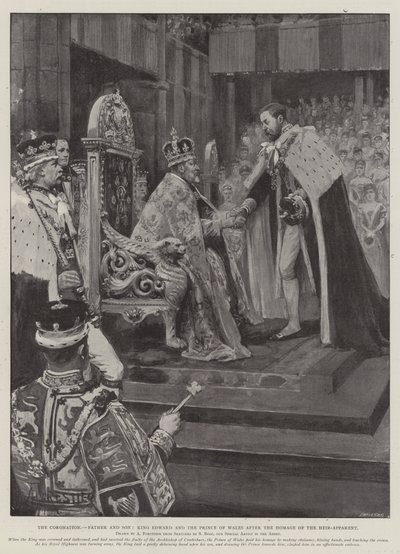 The Coronation, Father and Son, King Edward and the Prince of Wales After the Homage of the Heir-Apparent by Amedee Forestier
