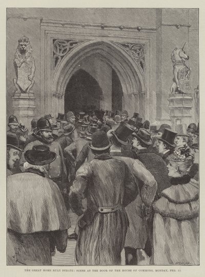 The Great Home Rule Debate, Scene at the Door of the House of Commons, Monday, 13 February by Amedee Forestier