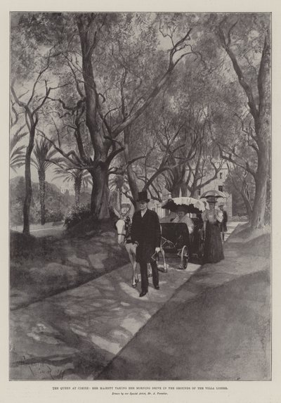 The Queen at Cimiez, Her Majesty taking her Morning Drive in the Grounds of the Villa Liserb by Amedee Forestier