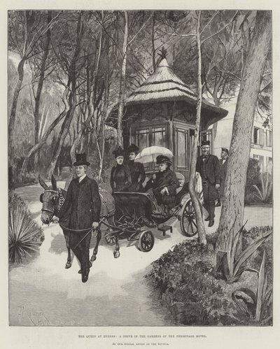 The Queen at Hyeres, a Drive in the Gardens of the Hermitage Hotel by Amedee Forestier