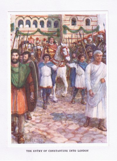 The Entry of Constantine in London (illustration from The Roman Soldier) by Amedee Forestier