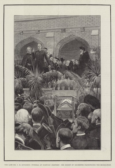 The Late Mr. C. H. Spurgeon, Funeral at Norwood Cemetery, the Bishop of Rochester Pronouncing the Benediction by Amedee Forestier