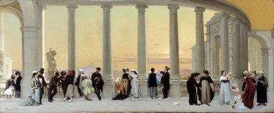 Characters on the Terrace of the Palace Longchamp in Marseille by Amedee Ternante Lemaire