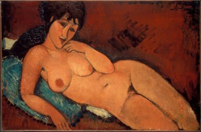 Nude on Blue Cushion by Amedeo Modigliani