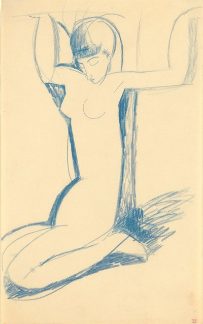 Kneeling Blue Caryatid (Anna Akhmatova) by Amedeo Modigliani