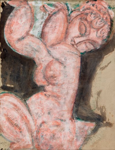 Pink Nude - Caryatid by Amedeo Modigliani