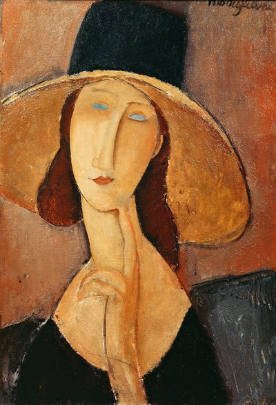 Portrait of Jeanne Hebuterne in a Large Hat by Amedeo Modigliani