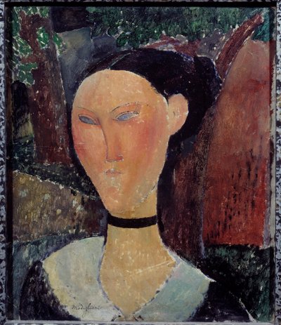 Portrait of Woman with Velvet Ribbon by Amedeo Modigliani
