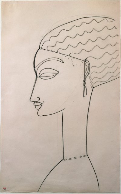 Female Profile. Drawing by Amedeo Modigliani by Amedeo Modigliani