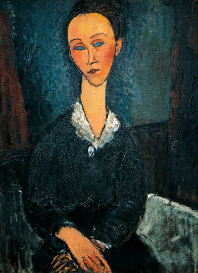 Woman in white collar, portrait of Lunia Czechowska by Amedeo Modigliani