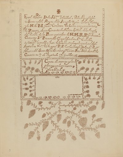 Plate 3: Pecos Book of Visitations: From Portfolio "Spanish Colonial Designs of New Mexico" by American 20th Century