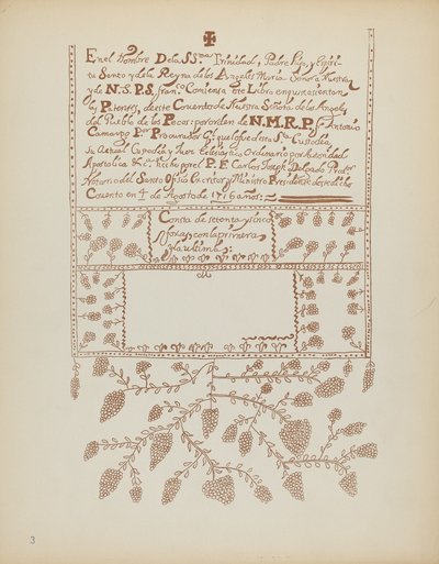 Plate 3: Pecos Book of Visitations: From Portfolio "Spanish Colonial Designs of New Mexico" by American 20th Century