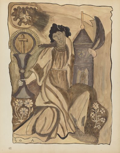 Plate 41: Saint Barbara: From Portfolio Spanish Colonial Designs of New Mexico by American 20th Century