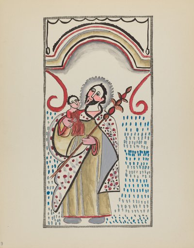Plate 9: Saint Joseph & Child: From Portfolio "Spanish Colonial Designs of New Mexico" by American 20th Century