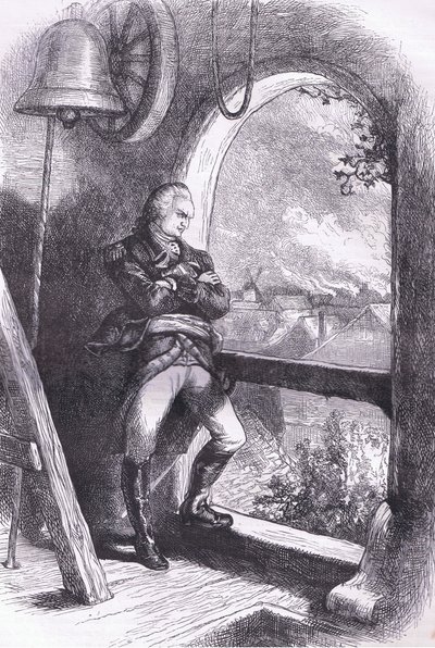 Arnold viewing the destruction of New England, illustration from Cassells History of the United States by American English school