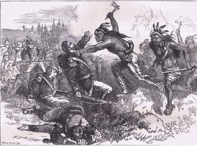 Attack of the indians at Fort Dearborn, illustration from Cassells History of the United States by American English school