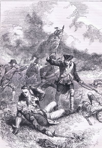 Death of Major Pitcairn, illustration from Cassells History of the United States published by Cassell, Petter & Galpin, c.1900 by American English school