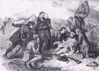 Death of Wolfe, illustration from Cassells History of the United States published by Cassell, Petter & Galpin, c.1900 by American English school