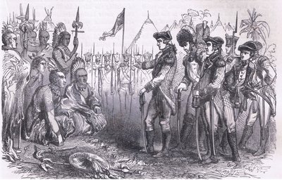General Burgoyne addressing the indians, illustration from Cassells History of the United States published by Cassell, Petter & Galpin, c.1900 by American English school