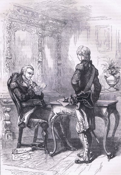 Lafayette and Washington, illustration from Cassells History of the United States published by Cassell, Petter & Galpin, c.1900 by American English school