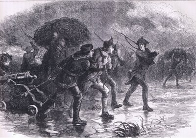 Night Maneuvers of the Americans at Boston, illustration from Cassells History of the United States published by Cassell, Petter & Galpin, c.1900 by American English school