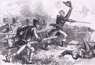 Pakenham leading the attack of New Orleans, illustration from Cassells History of the United States by American English school
